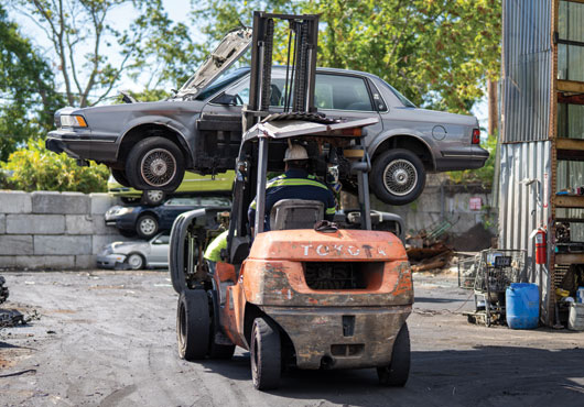 At NJC Scrap Metal Recycling Inc.'s Bay Shore, NY, yard, an ELV (
